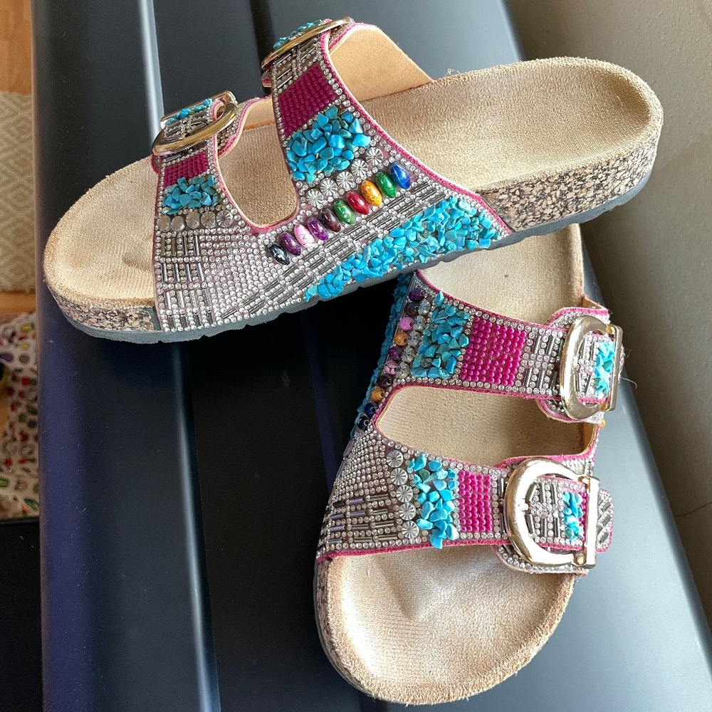 Rhinestone sandals mules